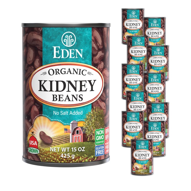Eden Organic Red Kidney Beans, 15 oz Can, No Salt Added, Non-GMO, U.S. Grown, Heat and Serve, Macrobiotic, Red Beans (12-Pack) - Image 1